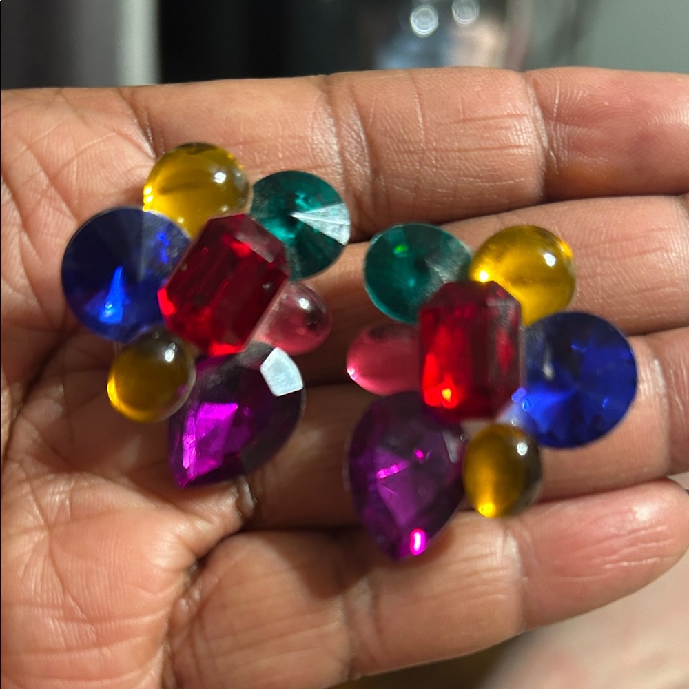 Vintage Multicolor Gemstone Earrings